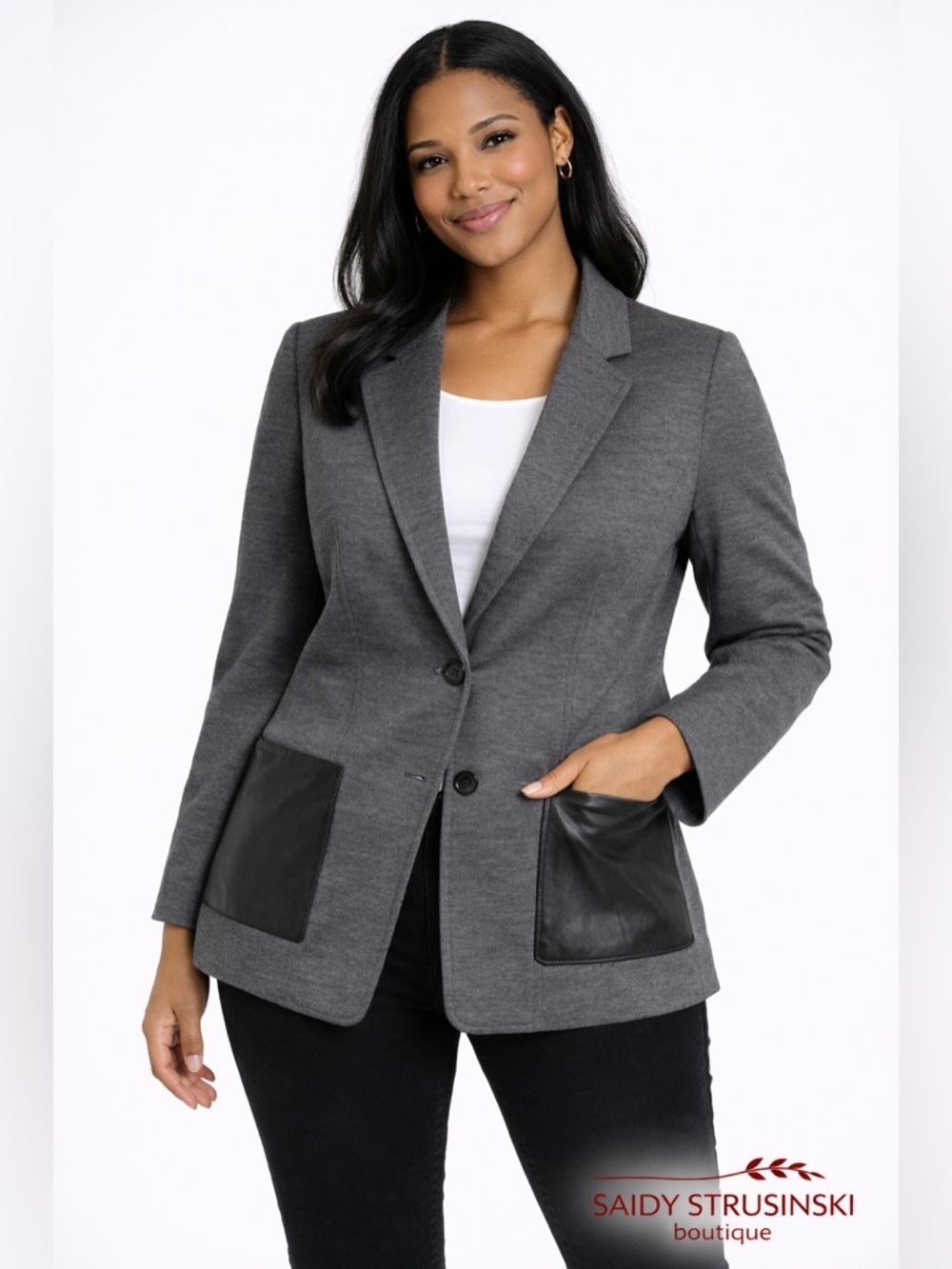 Hugo Boss Gray Blazer Tailored designer  Notched Lapels/size 4